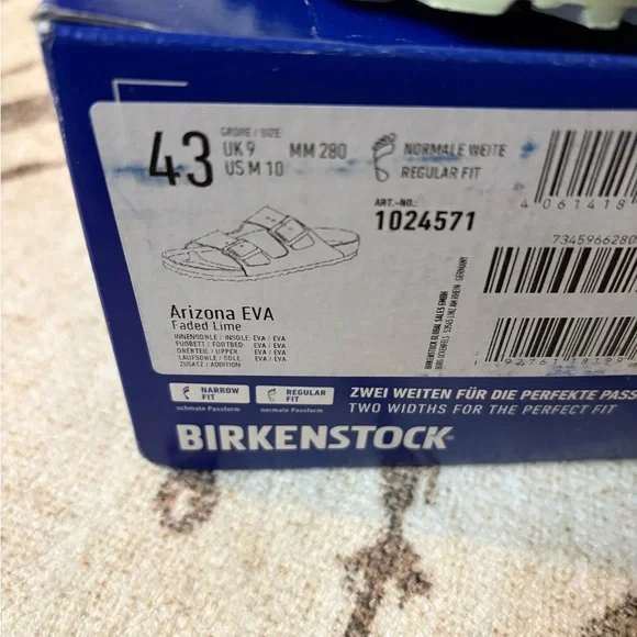 NIB Birkenstock Arizona Eva in Faded Lime Size 43 - Picture 2 of 6